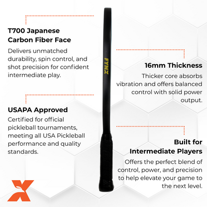 Dominator | 16MM Japanese T700 Raw Carbon Fiber Pickleball Padle